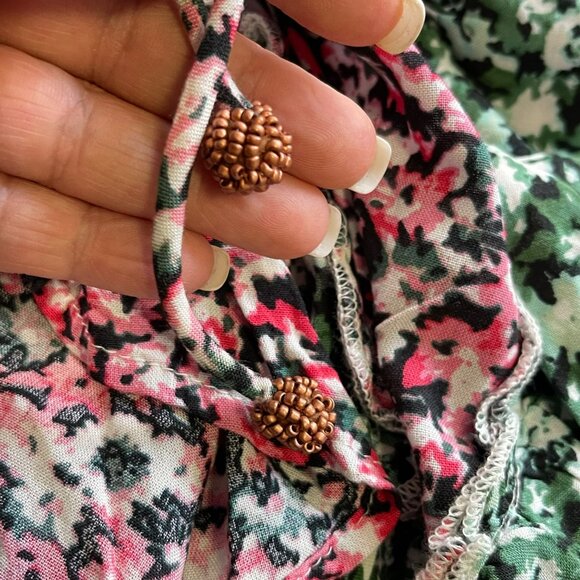 Free People Floral Maxi Smocked Cross Open Back Dress Large NEW - Picture 12 of 12